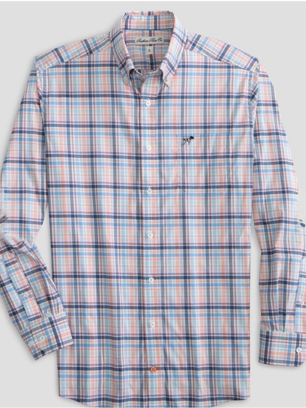 Southern Point Co. Hadley stretch Button-Down Shirt in Blue and Pink